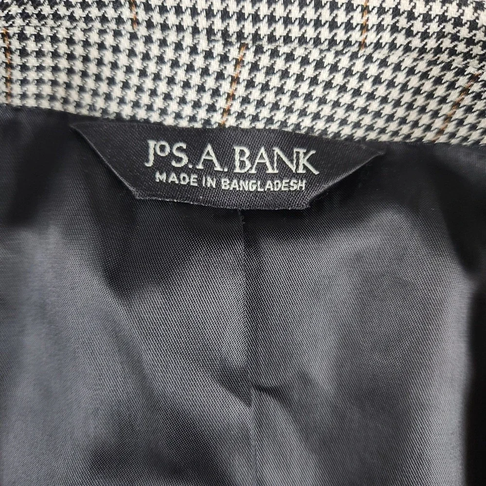 Jos A Bank Houndstooth‎ Silk Wool Jacket Sz 42R Blazer Sport Coat Workwear